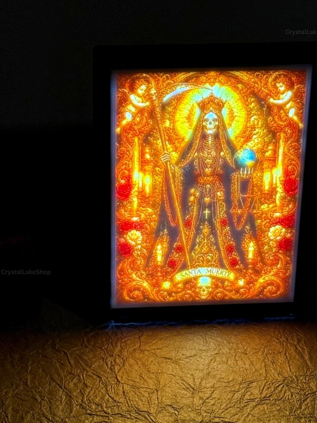 Handmade Santa Muerte Lithophane Lamp | 3D Printed Night Light | Religious Home Décor | Devotional Gift | Altar Decoration