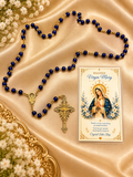 Virgin Mary Rosary, Blue Beaded Catholic Prayer Beads, Marian Devotional Gift