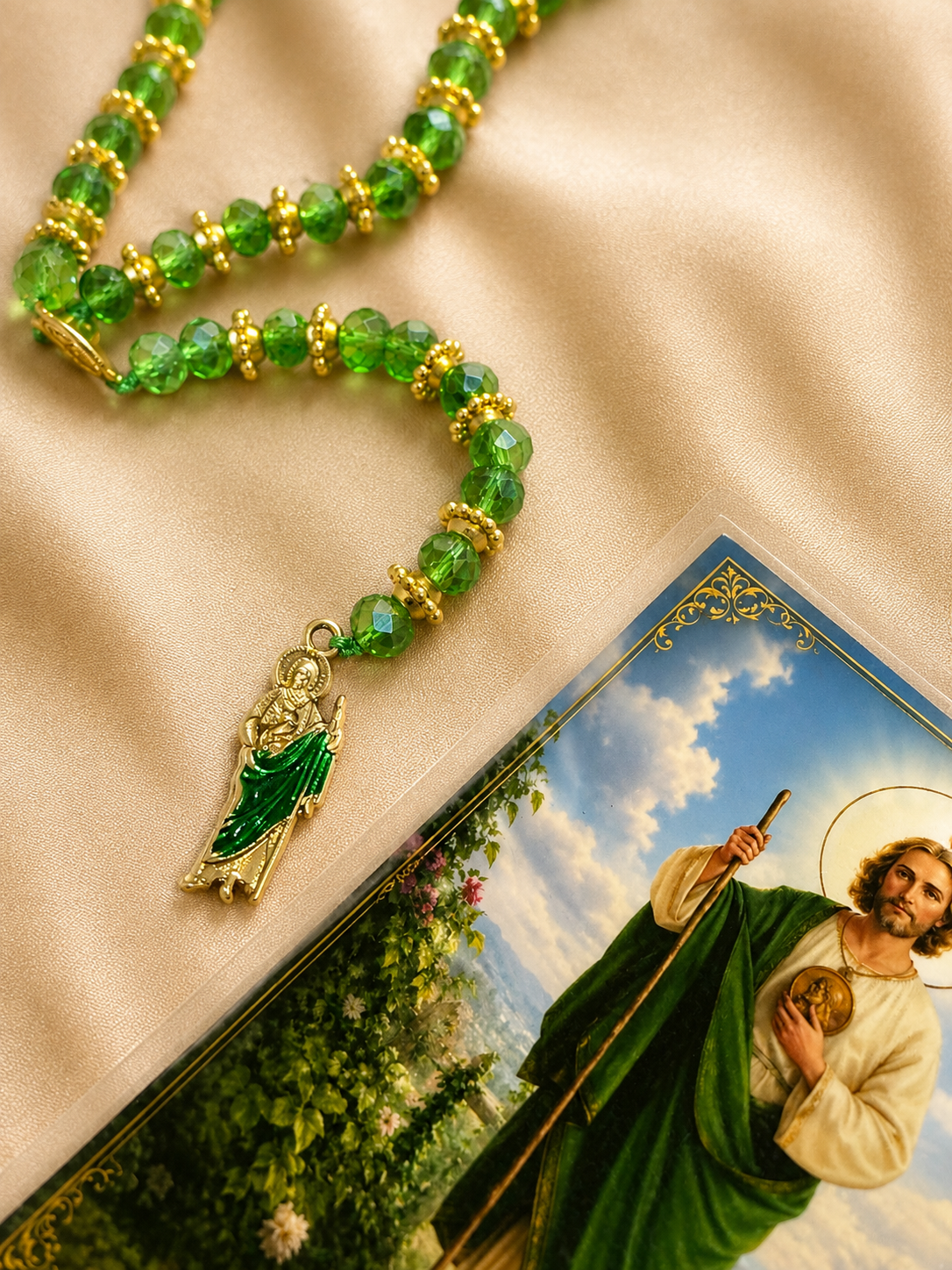 San Judas Tadeo Gift Set, Catholic Rosary & Bracelet, Saint Jude Prayer Gift, Religious Devotional Set