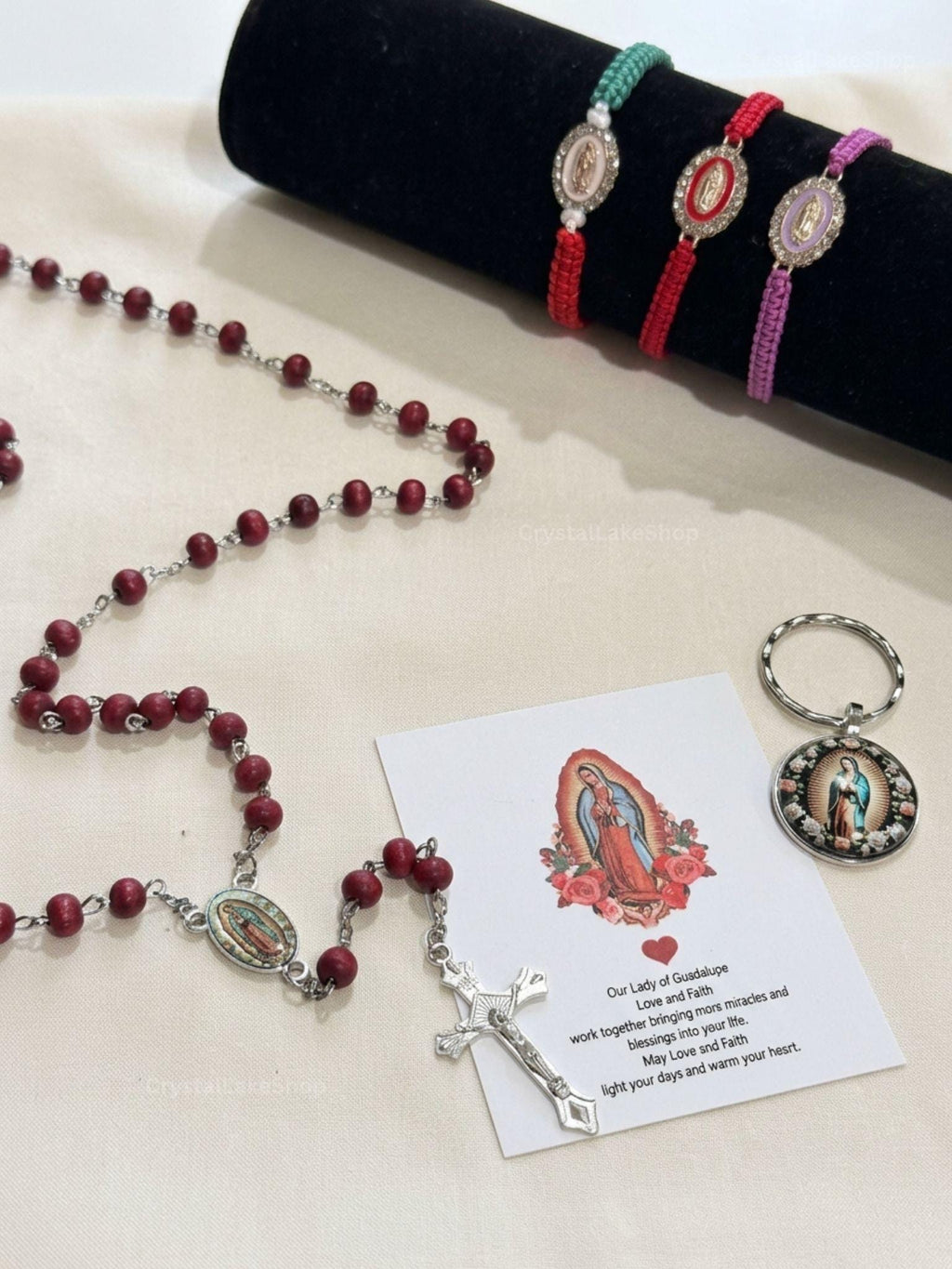Our Lady of Guadalupe Gift Set, Rosary, Keychain, Bracelets, Catholic Devotional Jewelry