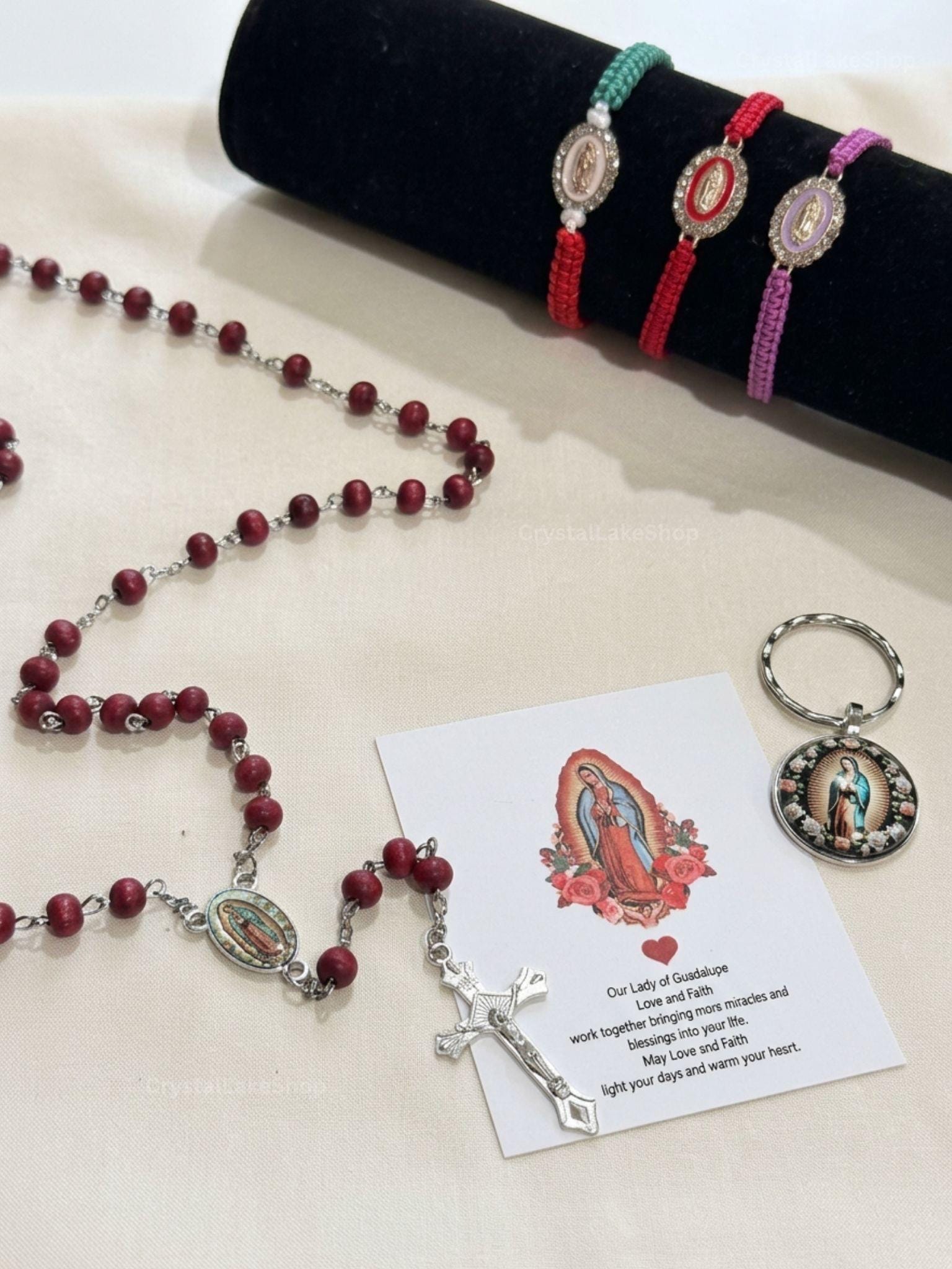 Our Lady of Guadalupe Gift Set, Rosary, Keychain, Bracelets, Catholic Devotional Jewelry