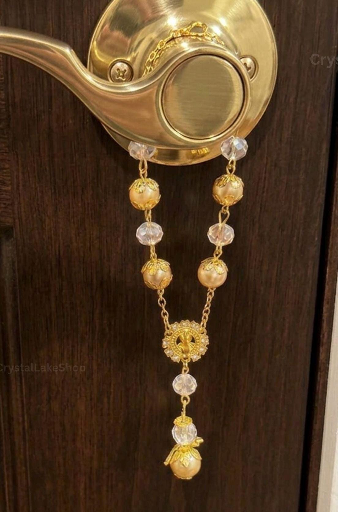 Handmade Catholic Rearview Mirror Charm Gift Set | Set of 2 Pearl Decenarios | Car Rosary | Prayer Card & Devotional Gift