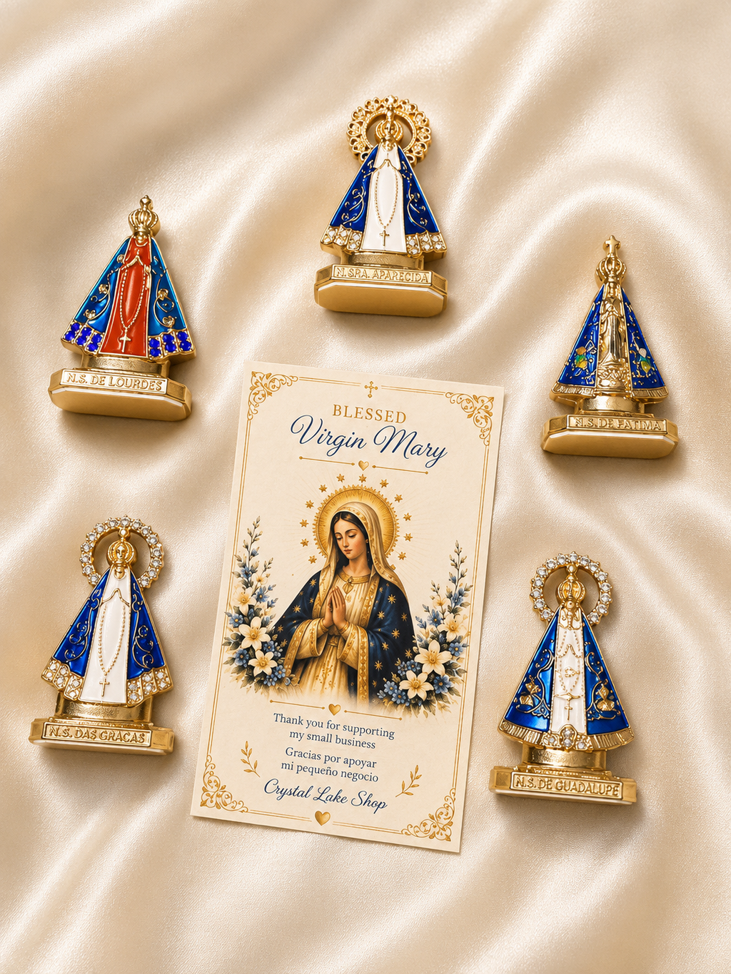 Virgin Mary Rosary, Blue Floral Beads, Catholic Prayer Gift