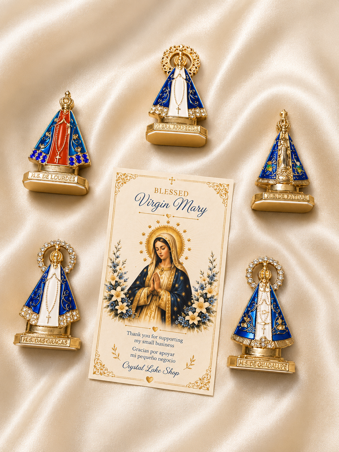 Virgin Mary Rosary, Blue Floral Beads, Catholic Prayer Gift