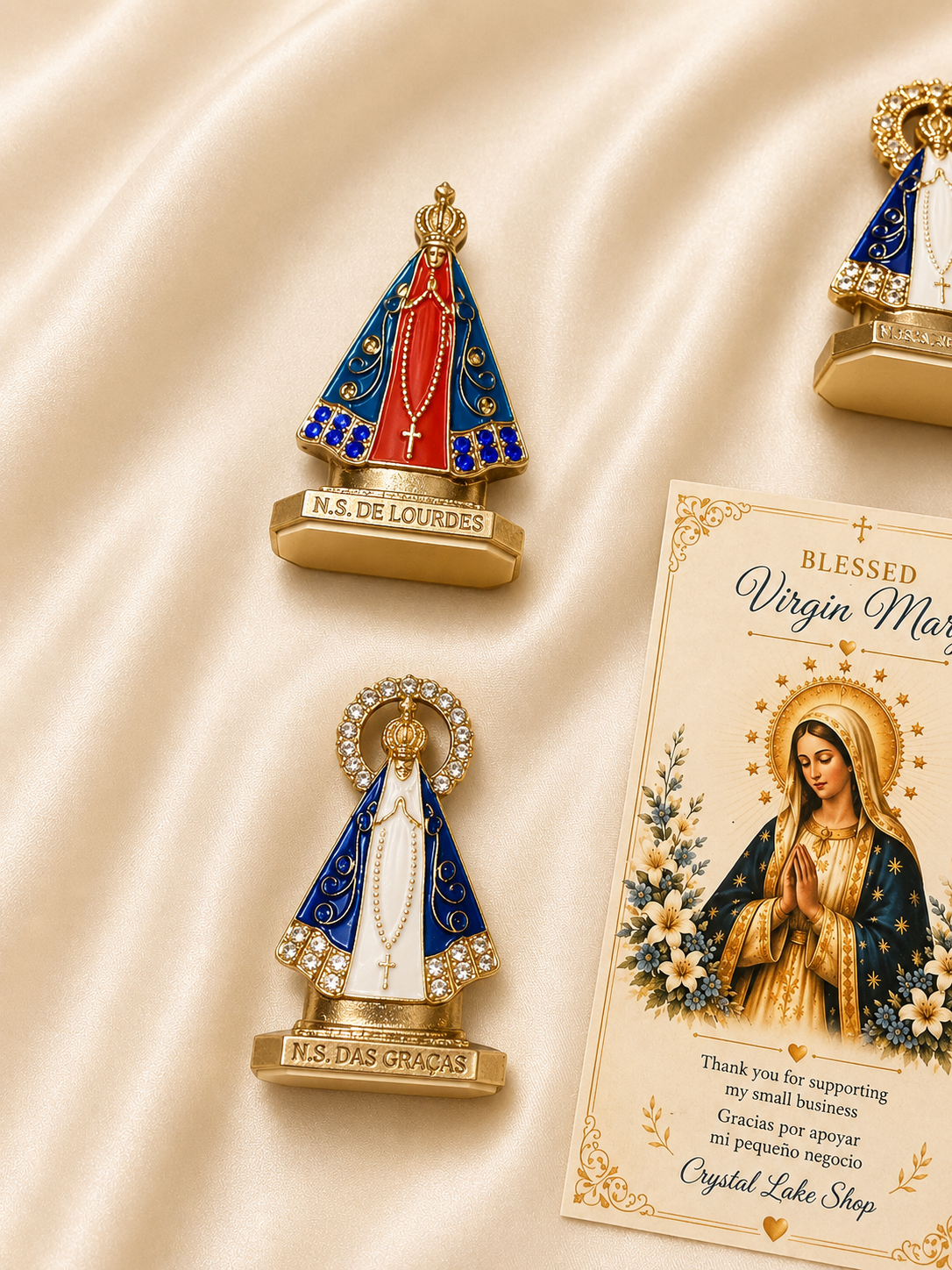 Virgin Mary Rosary, Blue Floral Beads, Catholic Prayer Gift