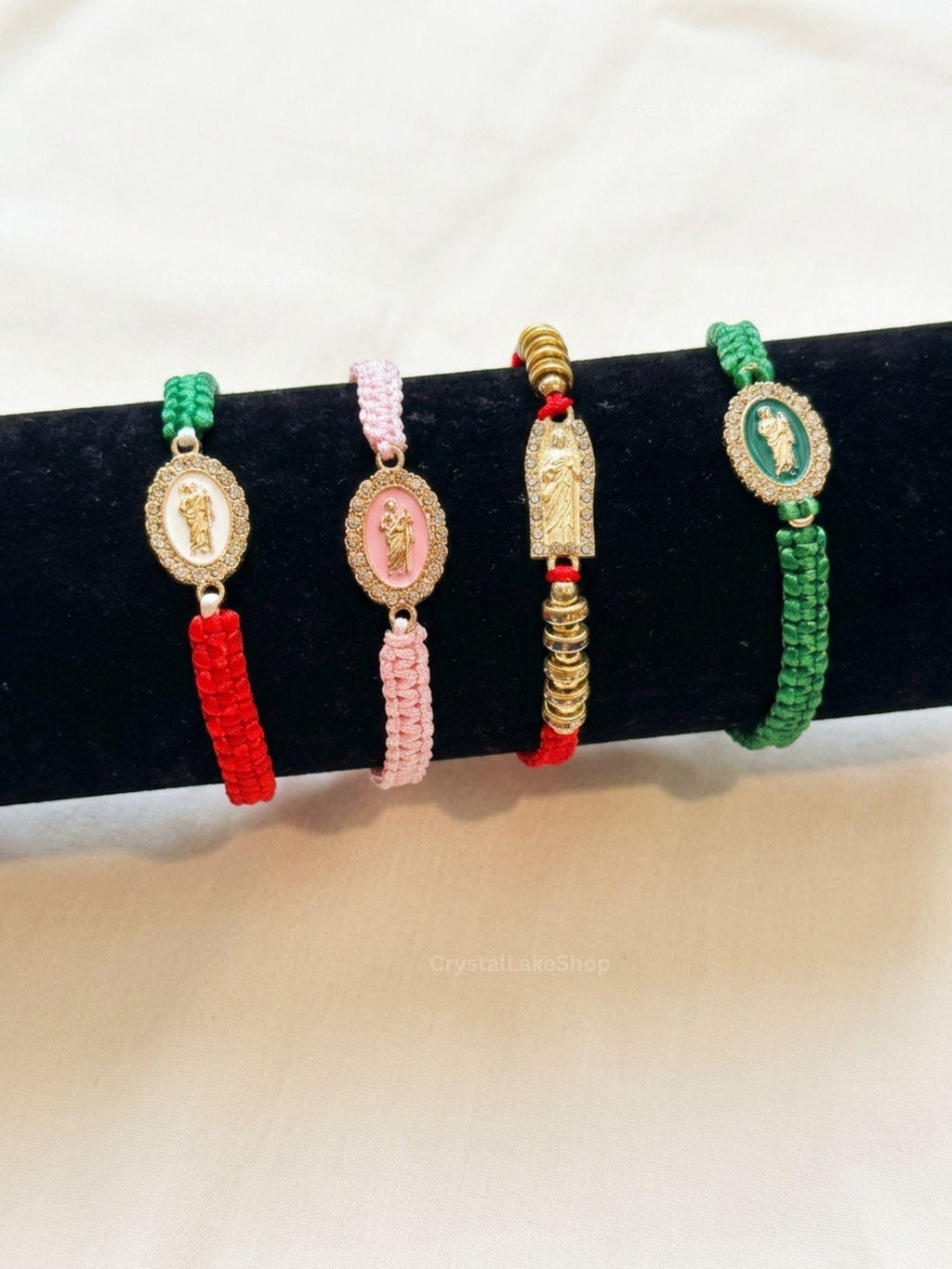 Handmade Saint Jude Bracelet Gift Set | 5 San Judas Tadeo Adjustable Bracelets | Catholic Gift | Prayer Card | Devotional Gift