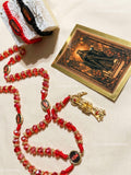 Santa Muerte Red Gold Rosary and Bracelets Set | Spiritual Protection Devotional Jewelry